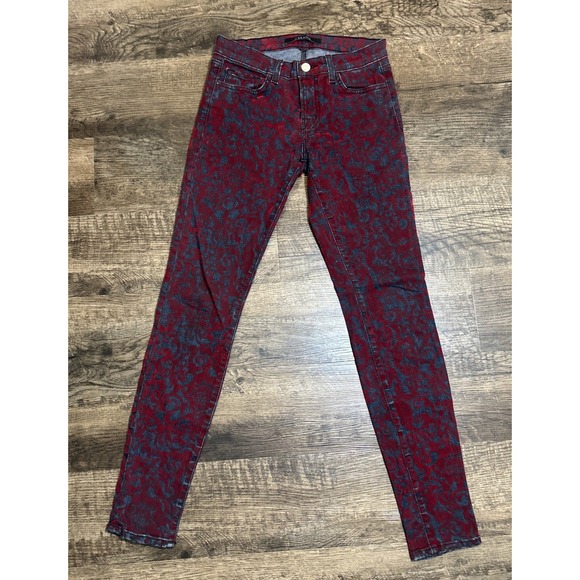 J Brand Red Brocade Skinny Jeans Size 25 | Style 811T6 IMB | Made‎ in USA - Picture 8 of 10